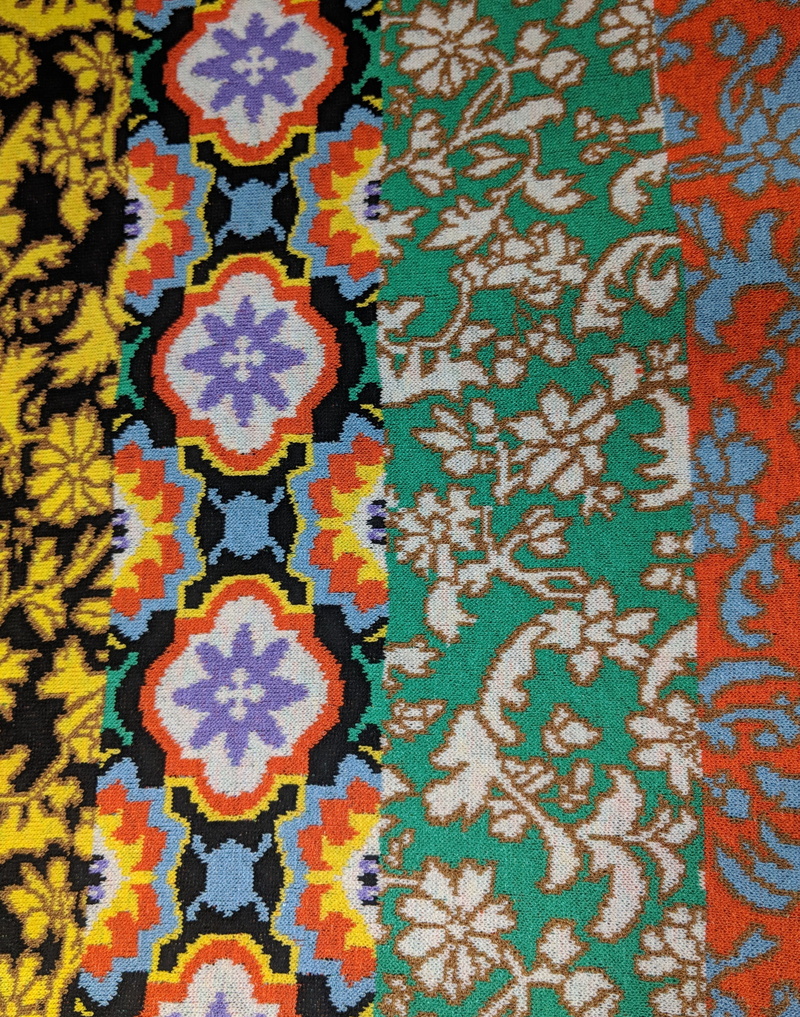 floral pattern, tapestry, full frame, tiled floor, indoors, 55 e grand ave, paisley, rug, art, ornament, applique, multi colored, chicago, embroidery, mosaic