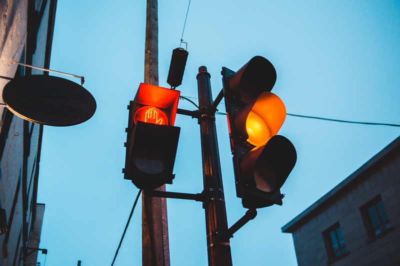 traffic, building exterior, communication, guidance, gate, electricity, coaster, road signal, building, 5K, no people, built structure, sky, city, urban