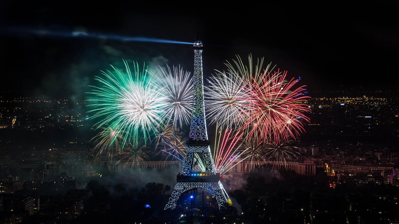 festival, explosive material, public event, tourist attraction, darkness, paris, europe, night, fireworks, event, entertainment, eiffel tower, 1080P, france