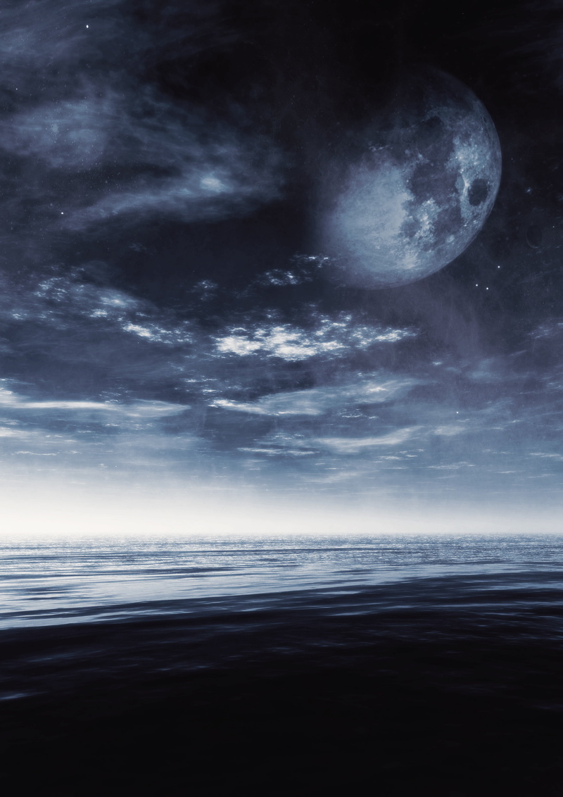 astronomy, outdoors, photoshop, 4K, beauty in nature, nature, space, dark, scenics - nature, cloud - sky, horizon, horizon over water, fantasy, sky, blue