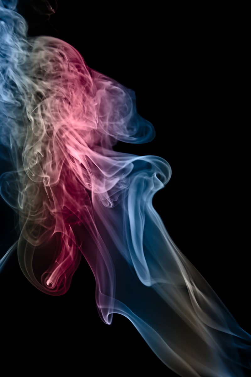 black background, smoke clouds, no people, black Color, multi colored, shroud, flowing, water, abstract, blue, shape, smoke, steam, 4K, studio shot, color Image