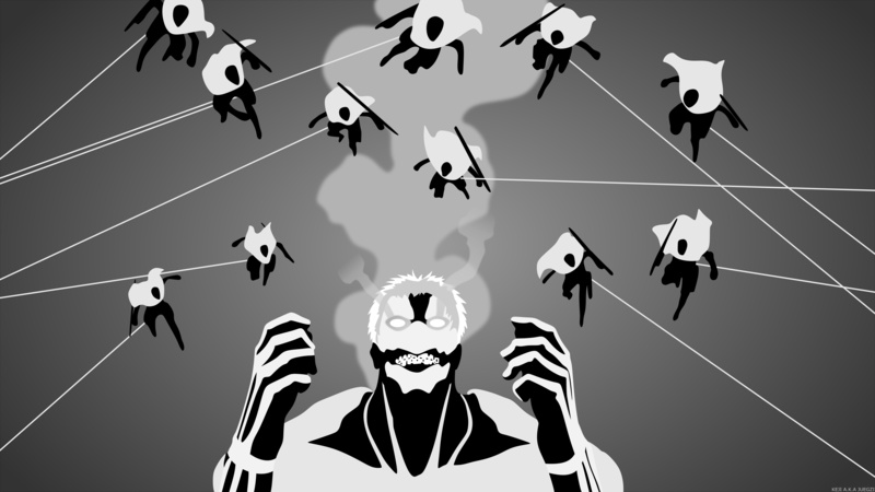 Armored Titan, Black and White, Minimalist, Anime, Attack On Titan, 8K