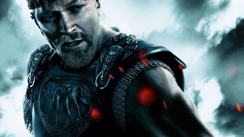 outdoors, armor, lifestyles, focus on foreground, men, young adult, portrait, animated movies, Beowulf, front view, facial hair, s, waist up, black, body