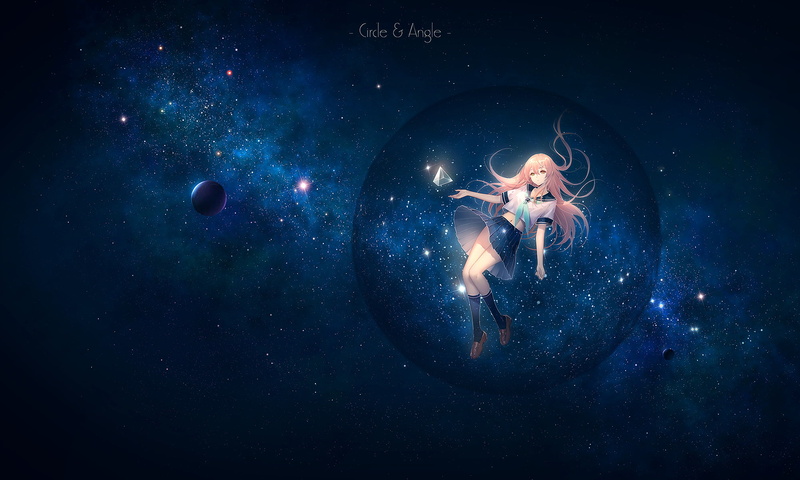 stars, space, anime girls, long hair, miniskirt, 1080P, bubbles, anime