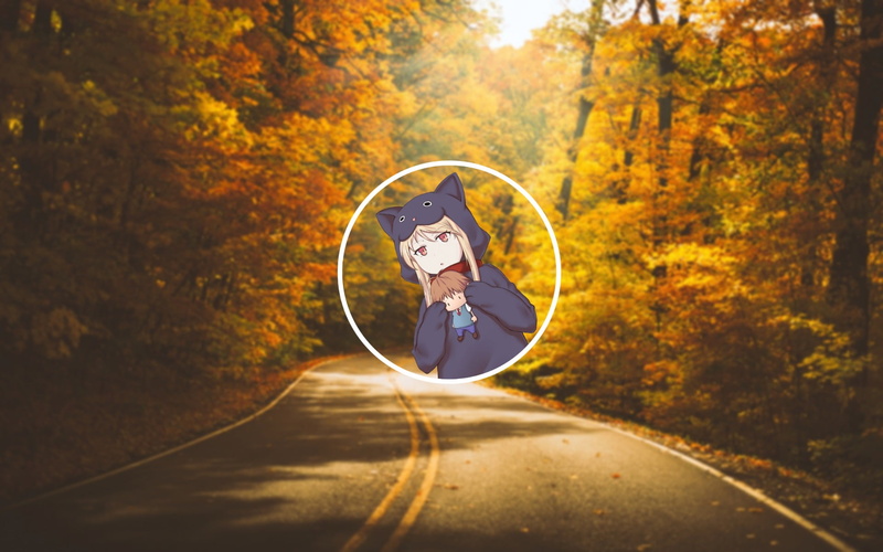 Shiina Mashiro, illustration, autumn, real people, lifestyles, forest, fall, plant, nature, anime girls, front view, young adult, portrait, change, leisure activity