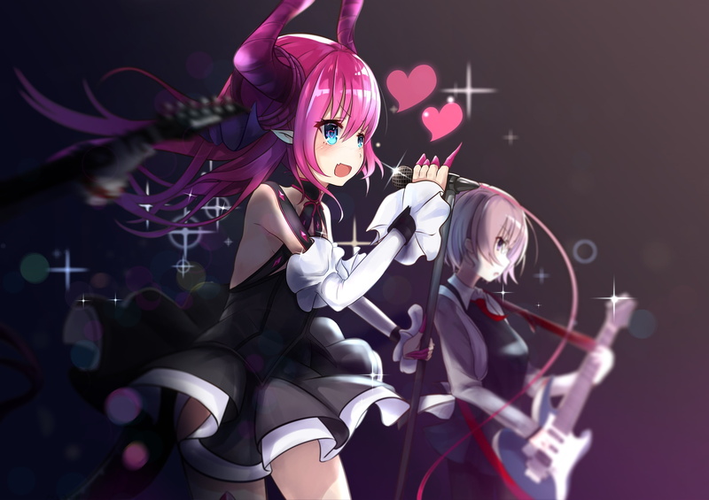 music, musical instrument, illuminated, festival, real people, mashu kyrielite, artist, fate grand order, performing arts event, musical equipment, arts culture and entertainment