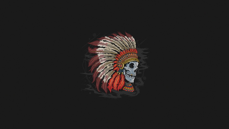 A crown of feathers, Character, Style, DEYASA 346, Art, Roach, Skull, Indian, Minimalism, 1080P, by DEYASA 346, Background