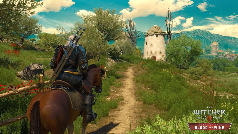 horse, the sky, of Rivia, grass, Supplement, Geralt, Blood and Wine, Roach, 1080P, The Witcher 3: Wild Hunt, the Witcher