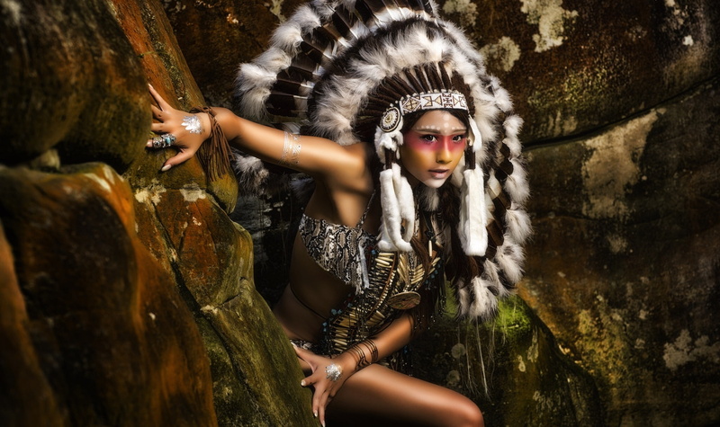 feathers, 1080P, roach, paint, Indian, Squaw