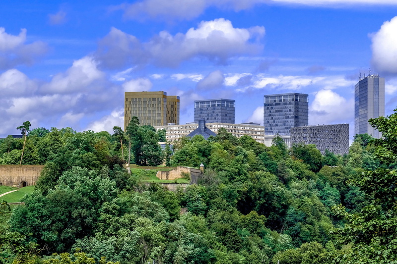 europe, office building exterior, nature, outdoors, kirchberg, cityscape, landscape, town, day, tree, modern, cloud - sky, park, no people, building exterior