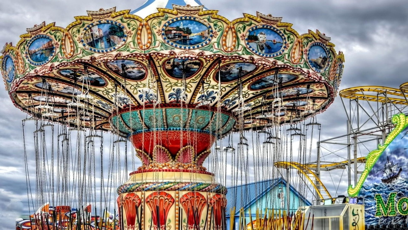 hdr, nature and landscapes, paintings, ride, 1080P, amusement park, carousel, dream