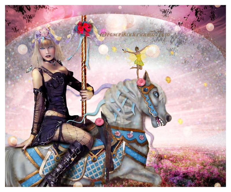 models, scenes, girls, imaginations, carousel, beautiful, lovely, 1080P, hair, dress, photo manipulation