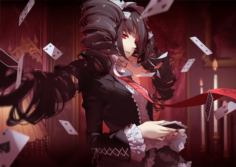anime girls, Celestia Ludenberg, gambling, Danganronpa, 1080P