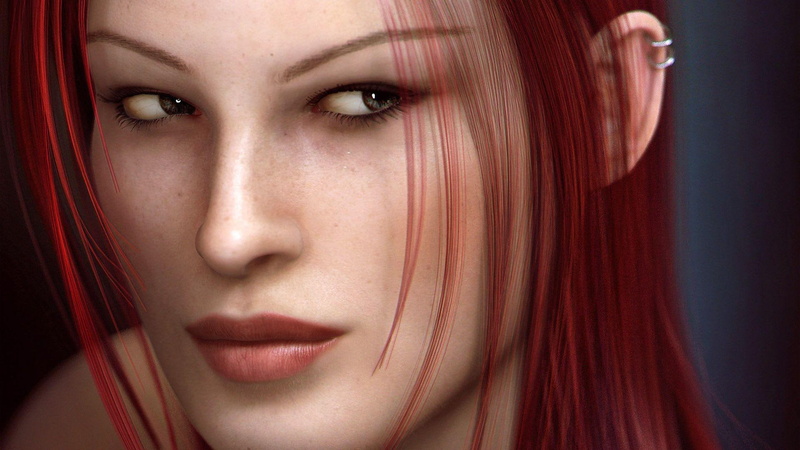 d, 1080P, illustration, curious, woman, fantasy, red, 1920x1080, hair, character