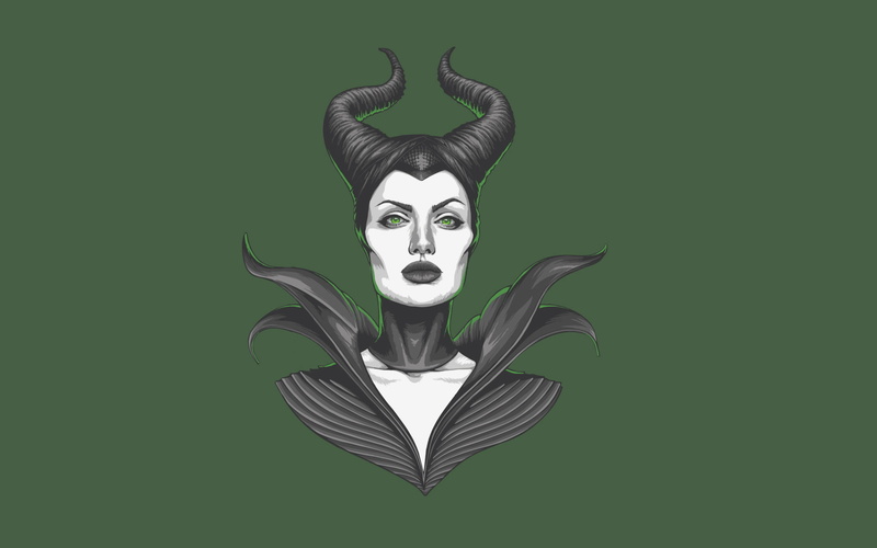 girl, green background, Angelina Jolie, digital, 1080P, Maleficent