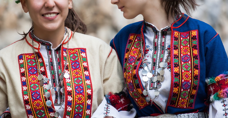 togetherness, bulgaria, tradition, clothing, woman, white, costume, fashion, ornament, dress, young adult, day, design, focus on foreground, waist up, elegant