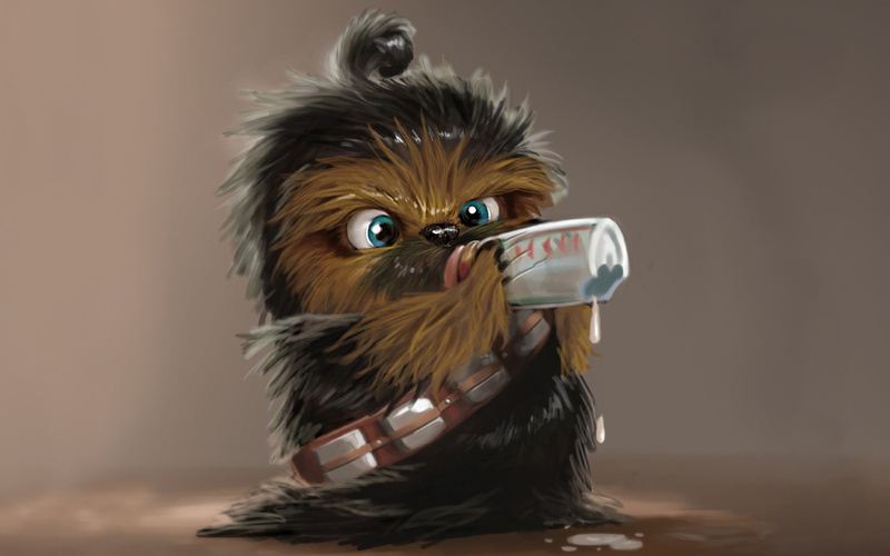 4K, star wars, baby, chewbacca backgrounds, drink, Download 3840x2400 star wars