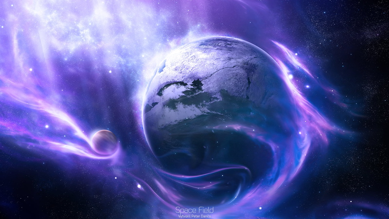 planet, underwater, animal, one animal, digital art, invertebrate, Peter Danco, glowing, beauty in nature, colorful, purple, blue, marine, field