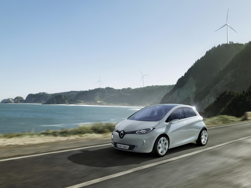 clear sky, no people, 1080P, zoe, transportation, car, wind power, nature, mountain, renault, luxury, mode of transportation, outdoors, day, preview, sustainable resources