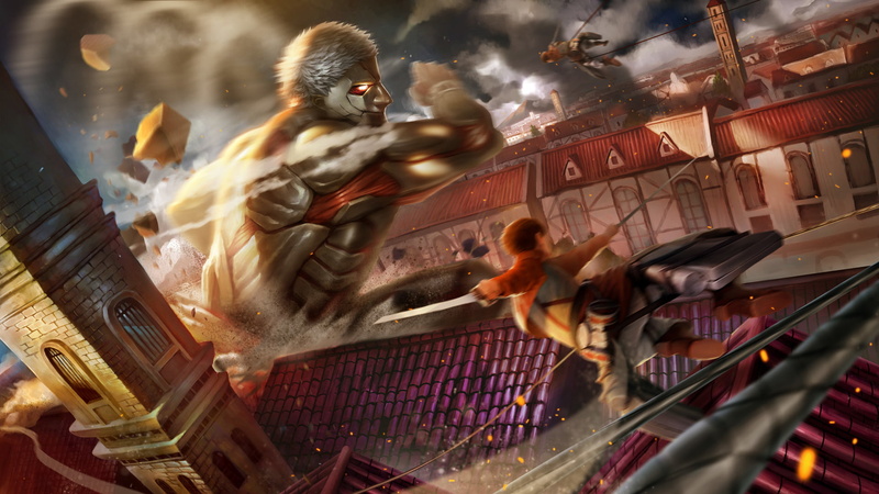 Destruction, City, Attack On Titan, Armored Titan, 1080P, Anime, Titan