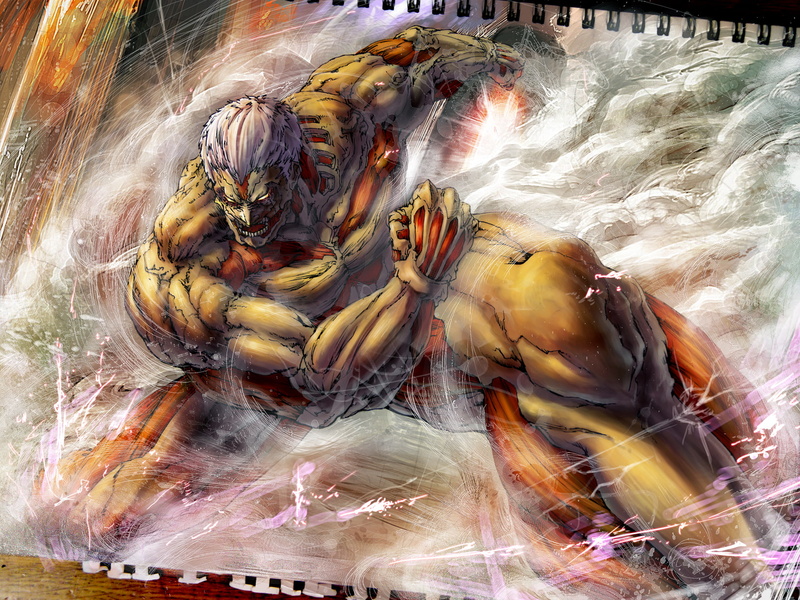 titan, eyes, white, short, kyojin, yellow, 720P, armored, hair, shingeki