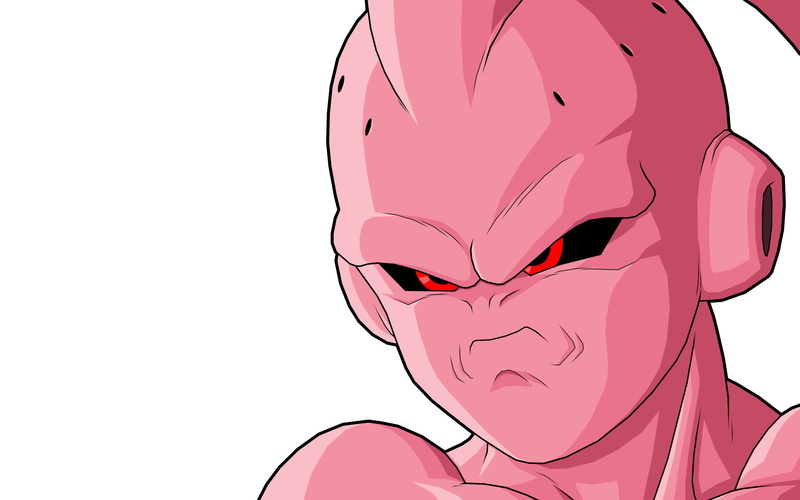 kid, Dragon Ball Z, copy space, indoors, illustration, white background, one person, women, boo, pink color, Majin Boo, Dragon Ball, studio shot, sunglasses