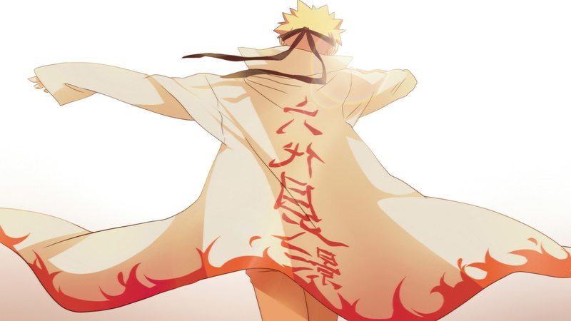 front view, digital composite, adult, indoors, anime naruto shippuuden uzumaki naruto hokage sixth, white background, women, one person, fashion, young adult