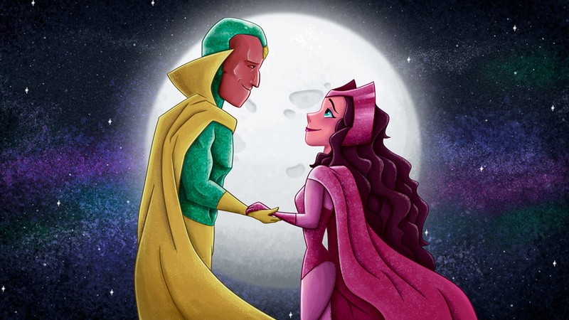 Marvel Cinematic Universe, Marvel Comics, Scarlet Witch, Wanda Maximoff, Vision, 1080P