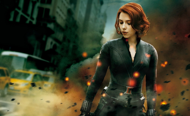 redhead, young women, contemplation, avengers assemble, women, Film, black widow, indoors, black, 1080P, The Avengers, young adult, Superhero, smoke - physical structure