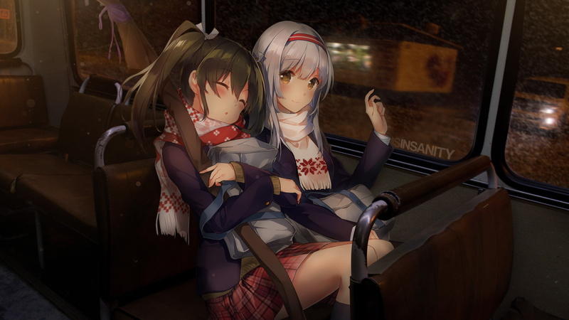 white hair, anime girls, Shoukaku (KanColle), 4K, sleeping, Zuikaku (KanColle)