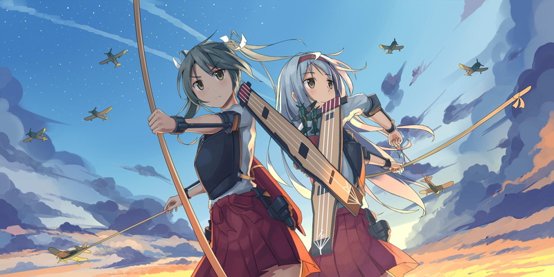 kantai collection, warplanes, Anime, arrow, 1080P, zuikaku, shoukaku