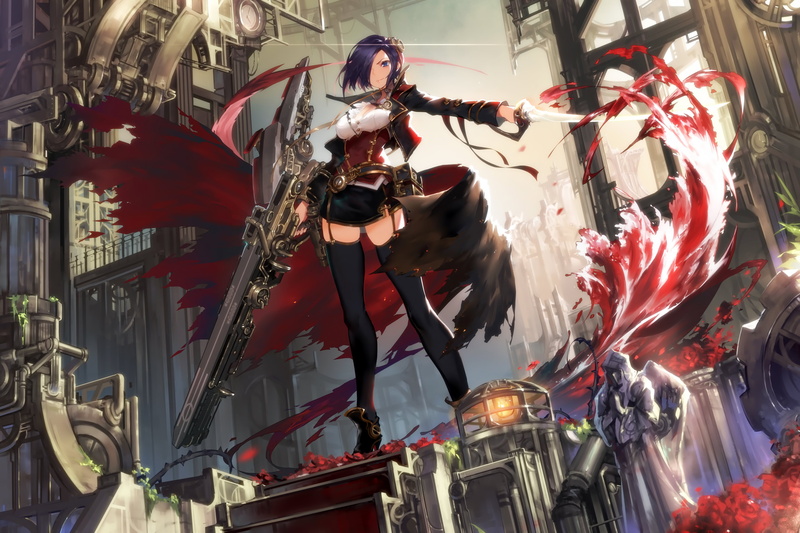 2K, anime girls, gun, Ark Royal (Azur Lane), weapon, Azur Lane, purple hair