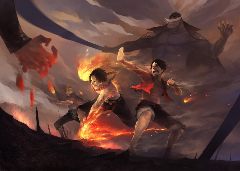 1080P, One Piece, Portgas D. Ace, Monkey D. Luffy, Marco (One Piece), Edward Newgate, Anime