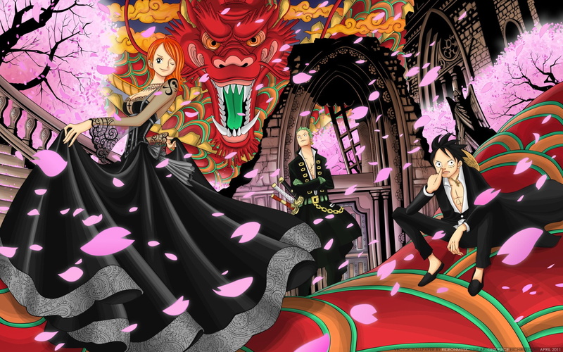 one, Anime, piece, Nami (One Piece), Zoro Roronoa, luffy, nami, Monkey D. Luffy, zoro, One Piece, illustration, Dragon, 1080P