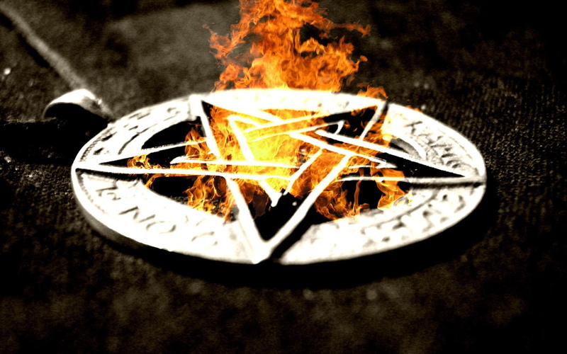 pentagram, pentacle, occult, dark, fire, evil, 1080P