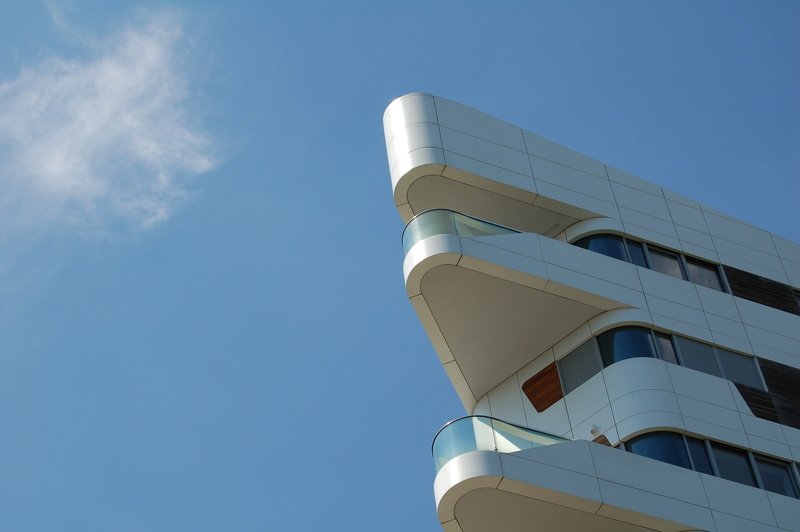sunny, 2K, day, low angle view, nature, sky, building exterior, copy space, no people, building, blue, close-up, outdoors, clear sky, cloud, angle, photography