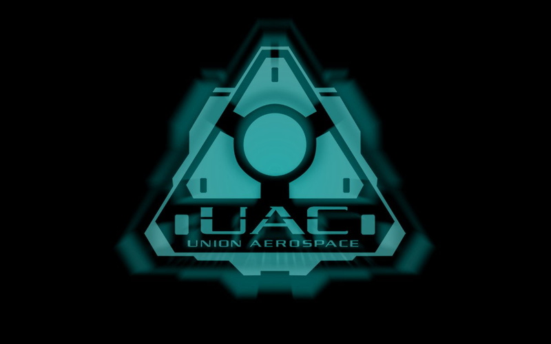 Doom 3, Demon, low angle view, dark, close-up, 720P, western script, studio shot, glowing, technology, no people, blue, text, logo, information, darkroom