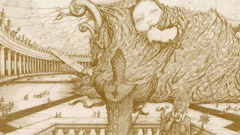 art and craft, baby, tree, wall - building feature, history, pattern, ornate, animal, the past, sketch, no people, building exterior, day, outdoors, representation