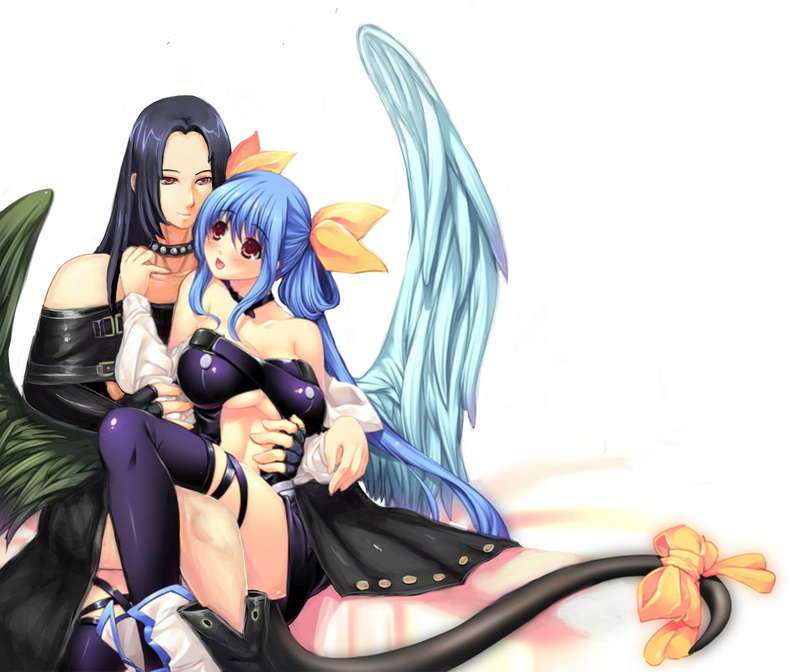 anime girl with wings, Dizzy (Guilty Gear), couple, Fighting Games, Guilty Gear XX, 1080P, Testament (guilty gear), Guilty Gear, anime games