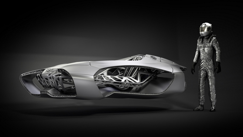 3D printing, near, standing, Design AG, car, 5K, EDAG GENESIS, man, EDAG Engineering, ecosafe, eckard design, flying, concept