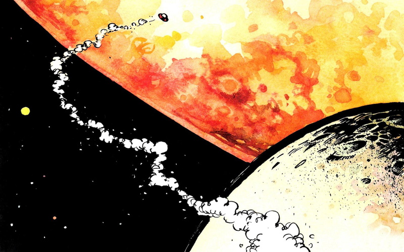 illustration, two, car, 1080P, space, flying, calvin and hobbes, planets, comic, hobbes, comics, calvin, 1920x1200, book