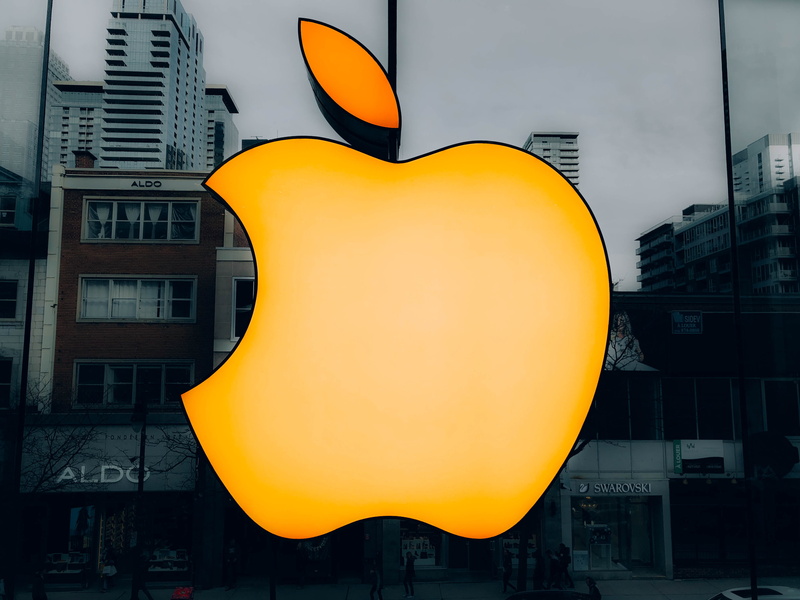 montréal, 4K, architecture, window, apple, night, shape, office building exterior, modern, logo, no people, outdoors, city, built structure, orange color