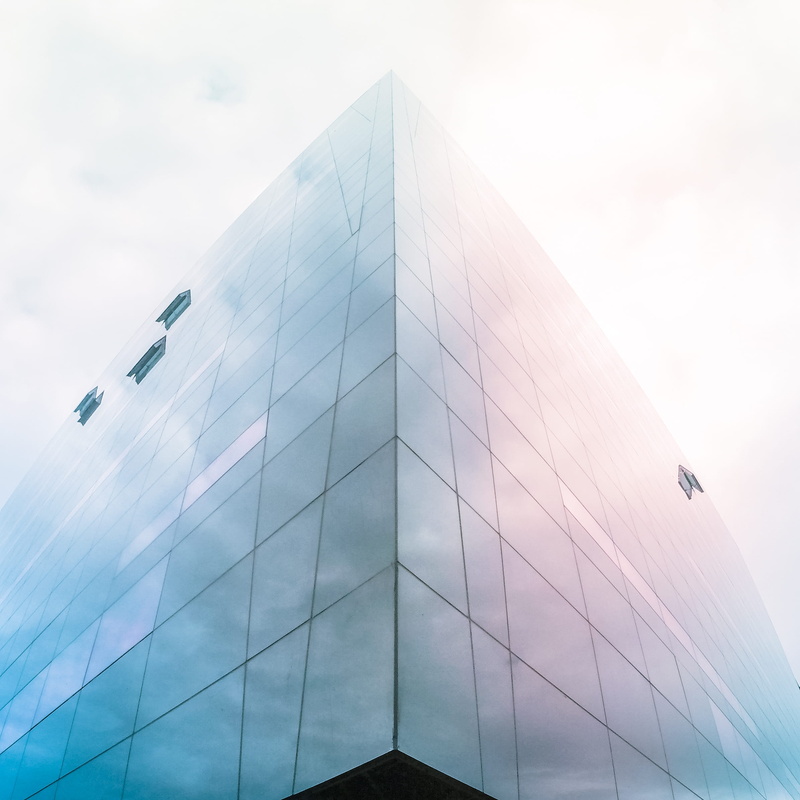 business, exterior, foggy, modern, perspective, downtown District, outdoors, city, no People, reflection, architectural, facade, window, office, mist, the royal library
