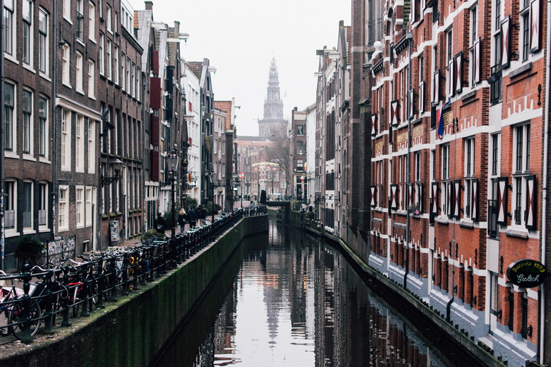 5K, houses, diminishing perspective, near, daylight, cityscape, building exterior, canal, gloomy, town, photography, transportation, bridge, netherlands