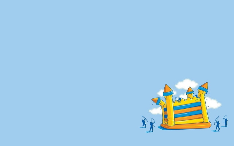 animal representation, transportation, art and craft, simple background, sky, outdoors, yellow, castle, clear sky, multi colored, 720P, nature, blue background