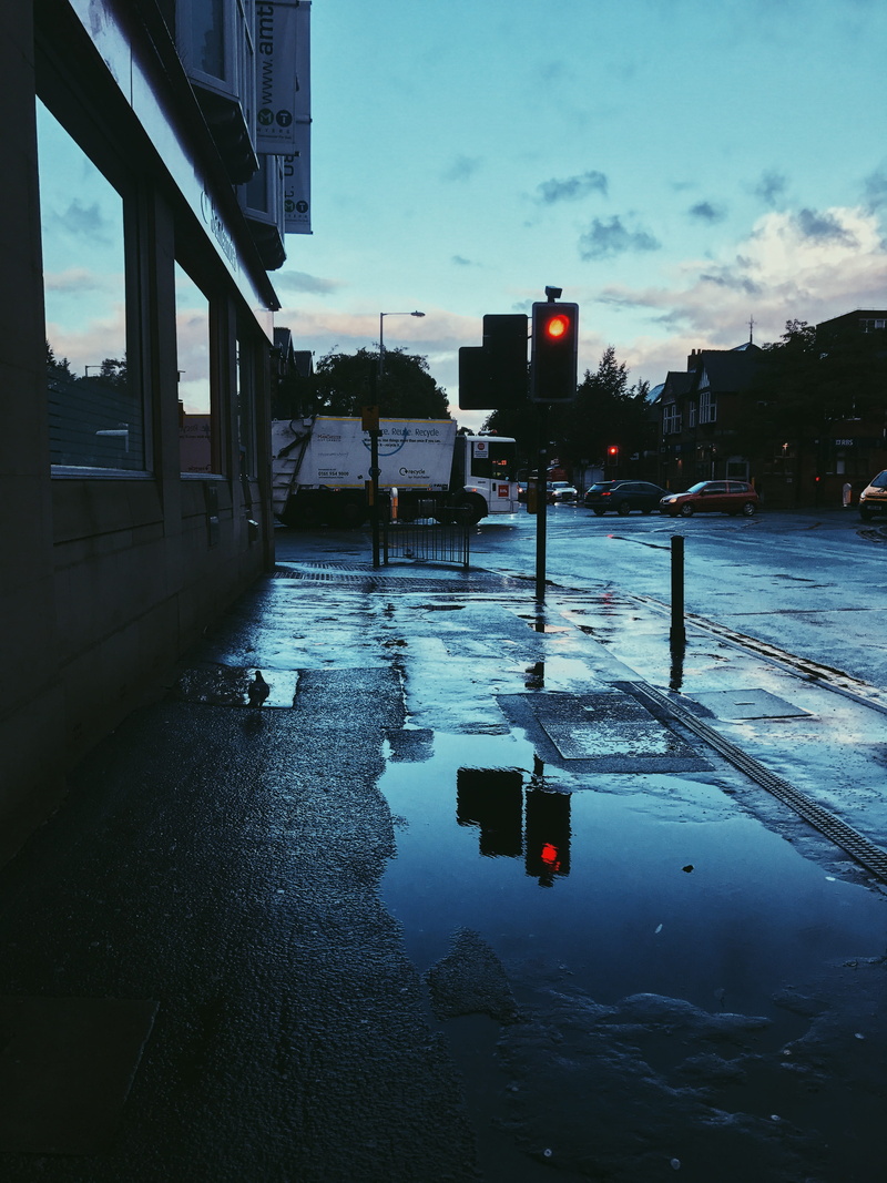 city, sky, garbage, building exterior, architecture, car, nature, outdoors, built structure, united kingdom, mode of transportation, wet, rain, village