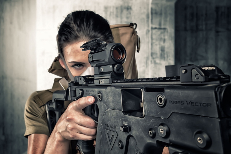 face, machine, Kriss Vector, look, girl, 1080P