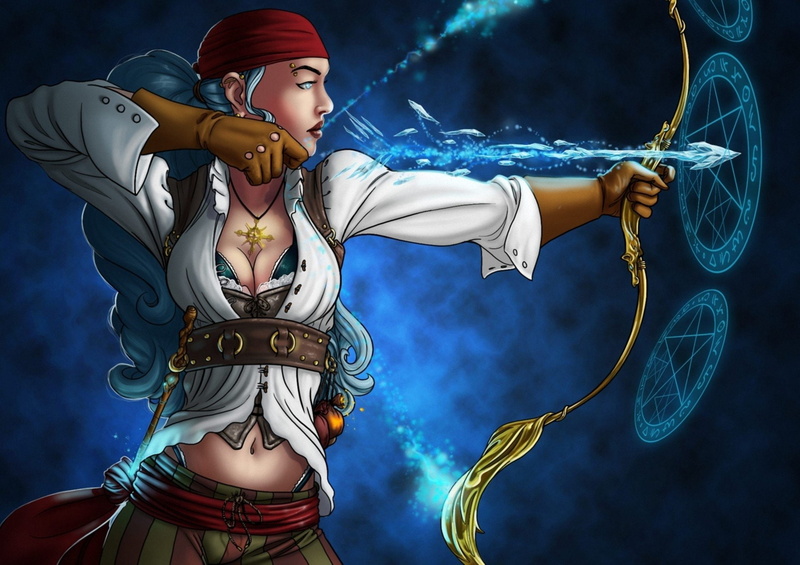 Blue Hair, 1080P, Bow, Woman Warrior, Archer, Long Hair, Fantasy, Mag (Warframe)