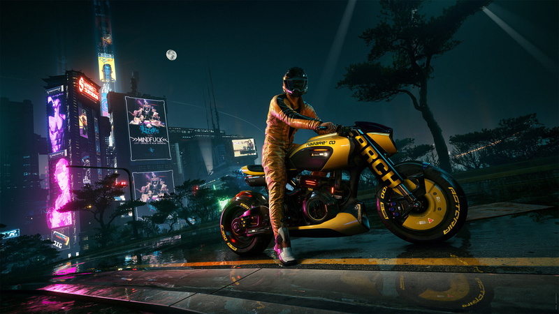 cyberpunk, digital painting, Cyberpunk 2077, artwork, screen shot, 1080P, fan art, digital art, video game art, motorcycle, city, futuristic