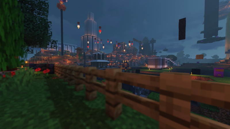 1080P, screen shot, night, fence, shaders, Minecraft